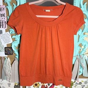 Michael Kors Orange Short Sleeve Top Shirt Blouse Sz.P Fall Autumnal Y2K Casual
